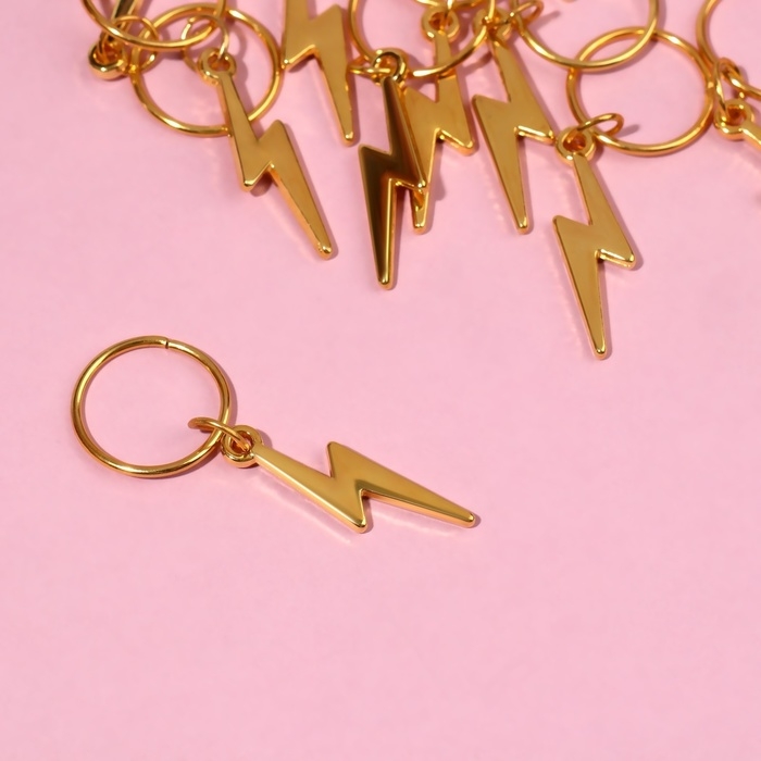 Пирсинг для волос «Молния», 4,1 × 1,3 см, 10 шт, цвет золотистый