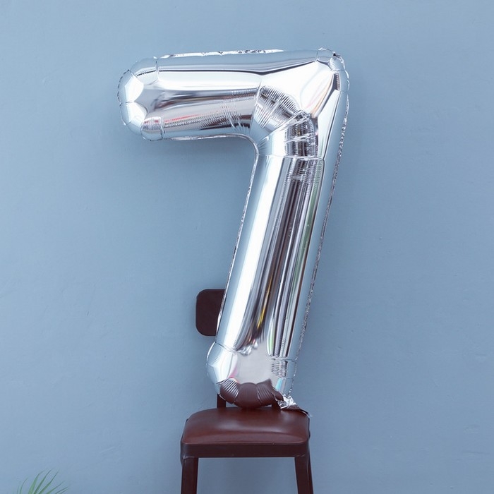 Шар фольгированный 40 Шар фольгированный 40", цифра 7, цвет серебряный