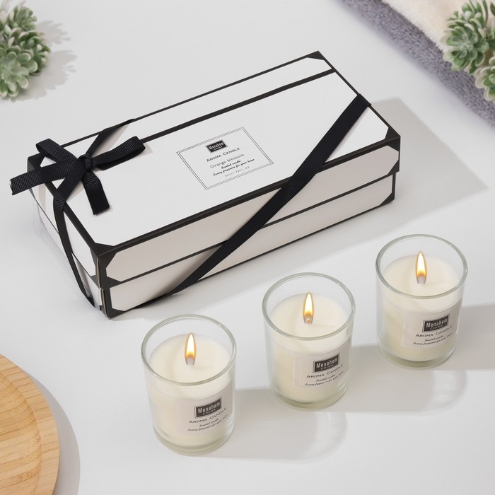 Набор свечей ароматических  Набор свечей ароматических "Aroma Candle", цветок апельсина, 3 шт