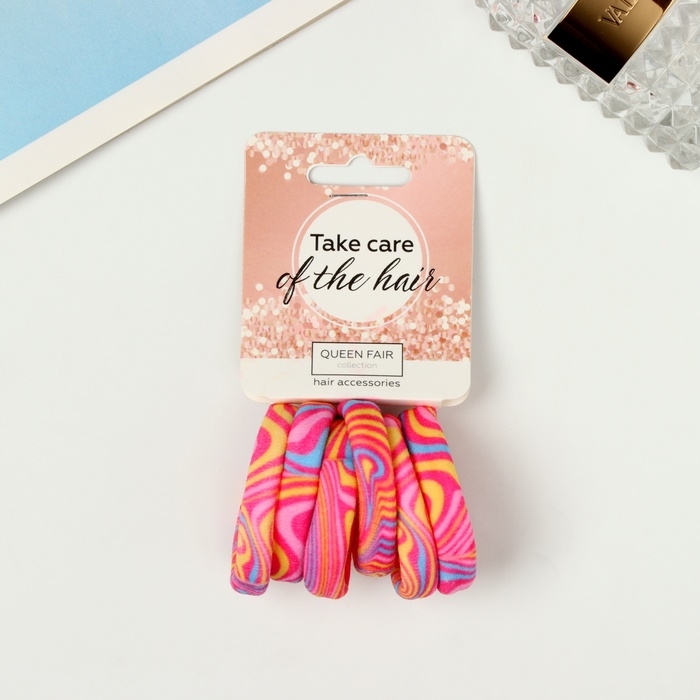 Резинка для волос Резинка для волос "Лина" (набор 6 шт) абстракция, 4 см, розовый