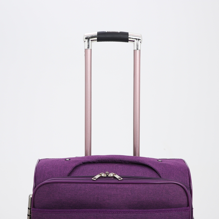 Чемодан средний 52 л (M), отдел на молнии, кодовый замок, с расширением, цвет фиолетовый Чемодан средний 52 л (M), отдел на молнии, кодовый замок, с расширением, цвет фиолетовый