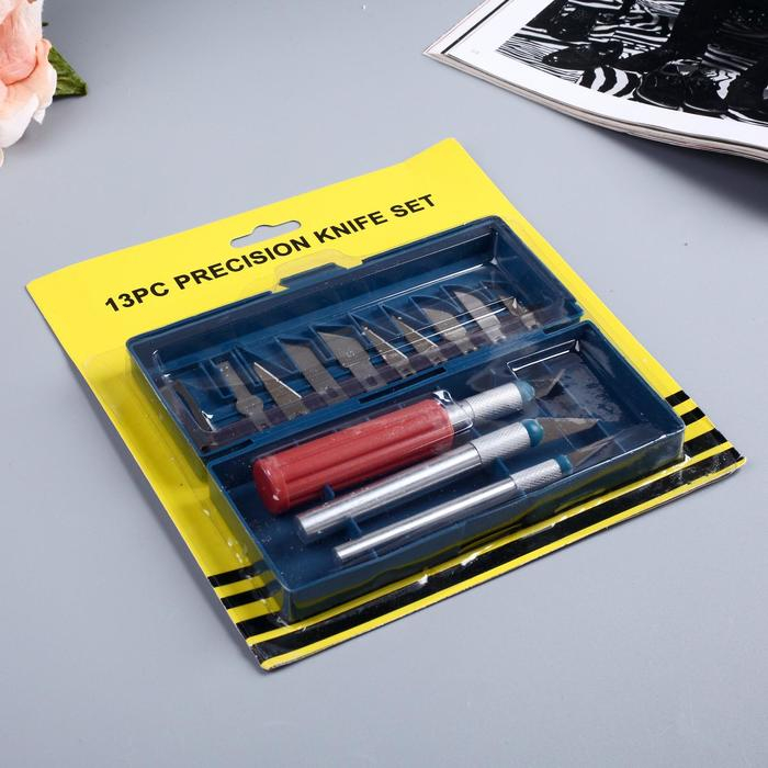 Инструмент для творчества набор 3 ножа + 10 лезвий пластик, металл 2,5х23х19,5 см Инструмент для творчества набор 3 ножа + 10 лезвий пластик, металл 2,5х23х19,5 см