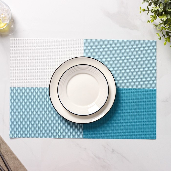 Салфетки сервировочные на стол Доляна «Настроение», 4 шт, 45×30 см, цвет бело-синий