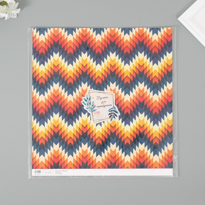 Бумага для скрапбукинга двусторонняя Бумага для скрапбукинга двусторонняя "Иллюзия" плотность 180 гр набор 5 шт 30,5х32 см