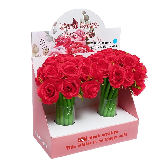 Ручка цветок, гелевая "Роза", прикол (штрихкод на штуке)