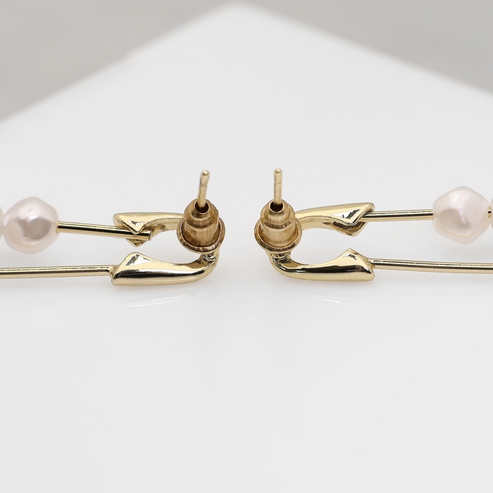 Серьги с жемчугом «Бусина» союз, булавка, цвет золото Серьги с жемчугом «Бусина» союз, булавка, цвет золото