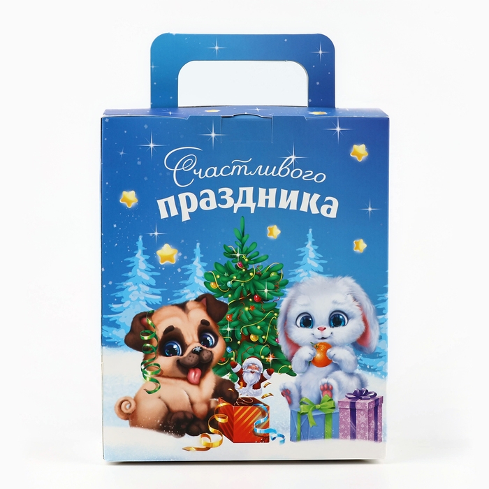 Коробка подарочная новогодняя складная с 3D эффектом «Мишка с подарком», 18 x 15 x 7.5 см, Новый год