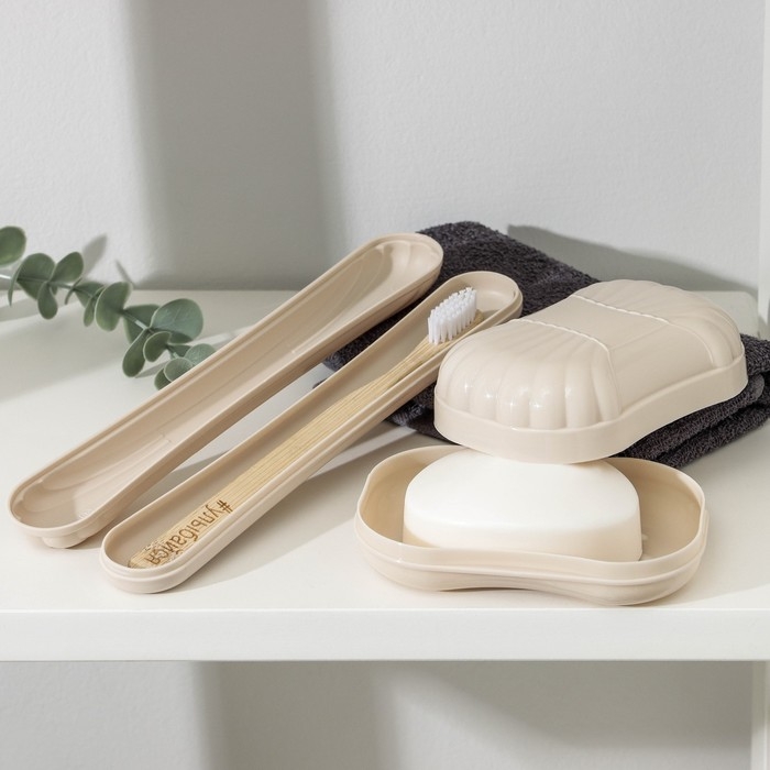 Набор «Дорожный», 2 предмета: мыльница, футляр для зубной щетки, цвета МИКС Набор «Дорожный», 2 предмета: мыльница, футляр для зубной щетки, цвета МИКС