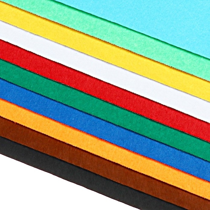 Фетр цветной набор, толщина-2 мм, формат А4, мягкий, 10 листов, 10 цветов, самоклеящийся Фетр цветной набор, толщина-2 мм, формат А4, мягкий, 10 листов, 10 цветов, самоклеящийся