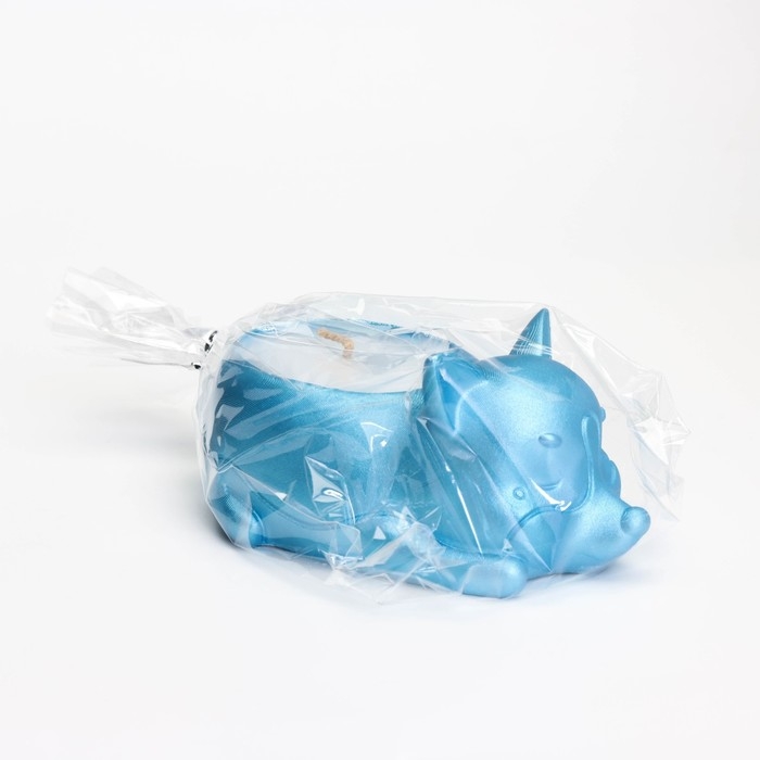 Свеча  Свеча "Корги" в подсвечнике из гипса,8,5х13х7см,голубой