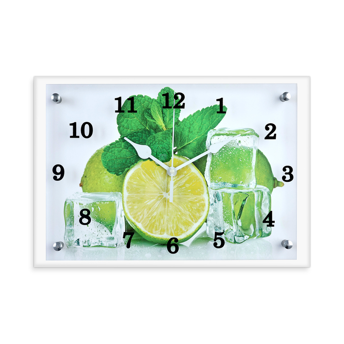 Часы-картина настенные, интерьерные Часы-картина настенные, интерьерные "Лайм и лед" бесшумные, 25 х 35 см