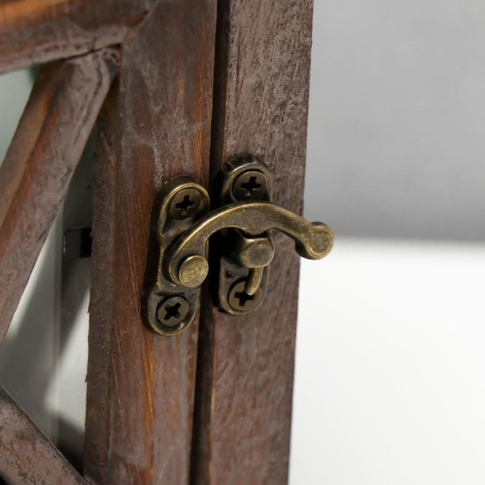 Подсвечник дерево на 1 свечу "Фонарь" тёмное дерево 26х15,4х15,4 см