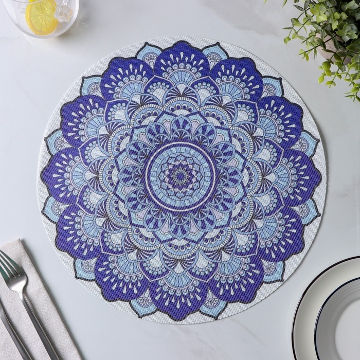 Салфетки сервировочные на стол Доляна «Силия», d=38 см, 4 шт, цвет синий Салфетки сервировочные на стол Доляна «Силия», d=38 см, 4 шт, цвет синий