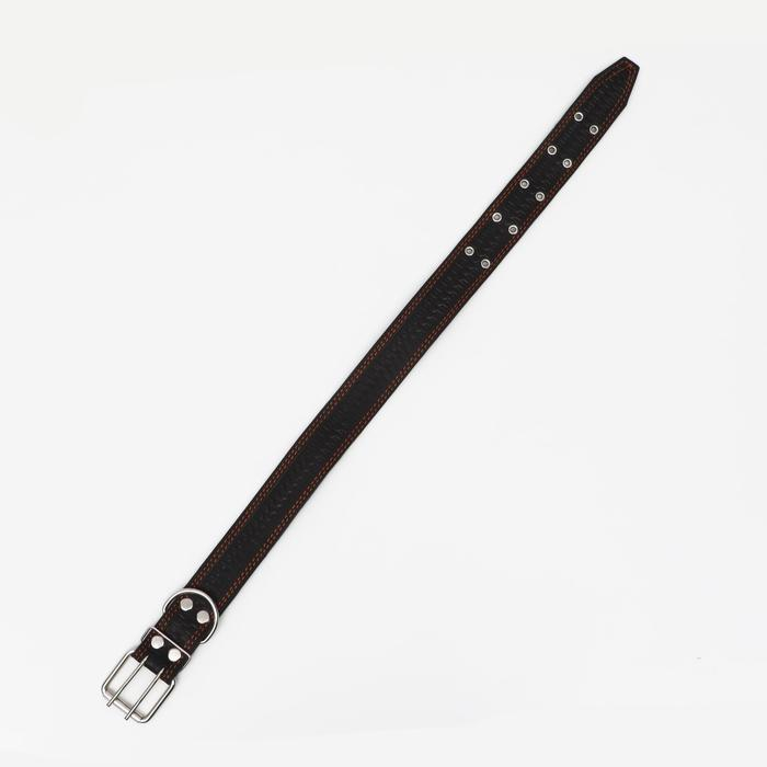 Ошейник кожаный с тиснением на синтепоне, 85 х 4.5 см, ОШ 50-70 см, чёрный Ошейник кожаный с тиснением на синтепоне, 85 х 4.5 см, ОШ 50-70 см, чёрный