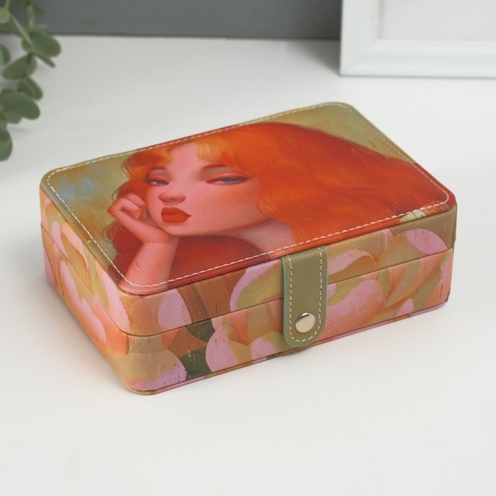Шкатулка кожзам для украшений  Шкатулка кожзам для украшений "Рыжеволосая девушка" 11х16х5,5 см