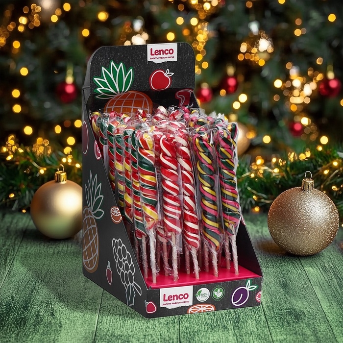 Новый год. Карамель леденцовая Lenco, «Спираль», со вкусом земляника, тутти-фрутти, 30 г Новый год. Карамель леденцовая Lenco, «Спираль», со вкусом земляника, тутти-фрутти, 30 г