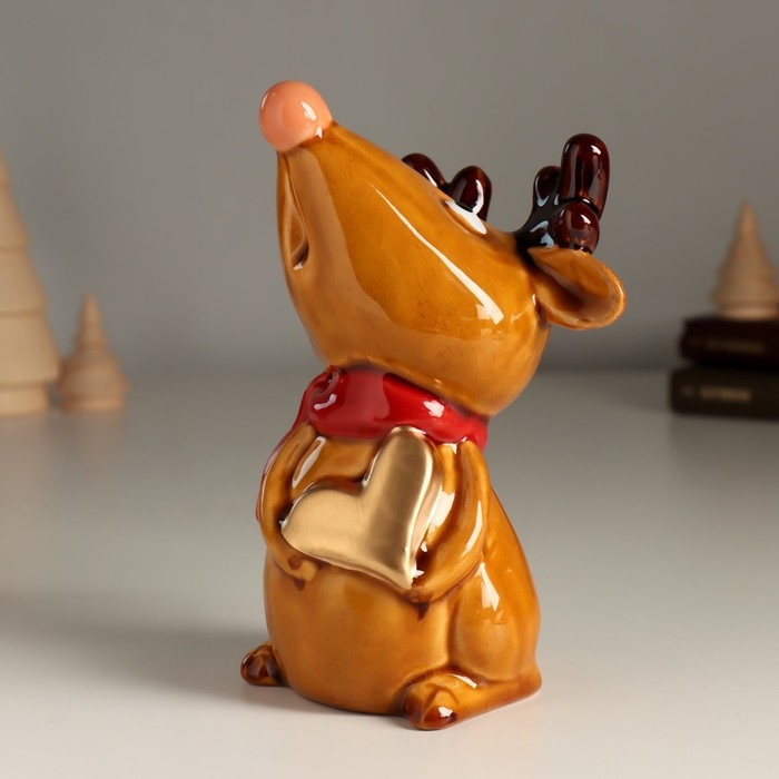 Сувенир керамика Сувенир керамика "Поющий лосёнок в красном шарфе" 8,5х9,5х14,5 см