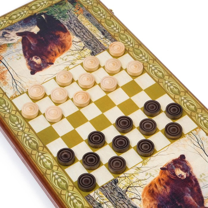 Нарды деревянные большие, с шашками Нарды деревянные большие, с шашками "Медведь", настольная игра, 60 х 60 см