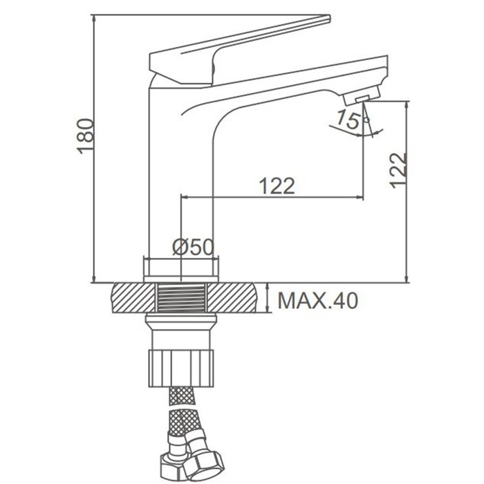 Смеситель для раковины Accoona A90125F, однорычажный, длина излива 122 мм, черный Смеситель для раковины Accoona A90125F, однорычажный, длина излива 122 мм, черный
