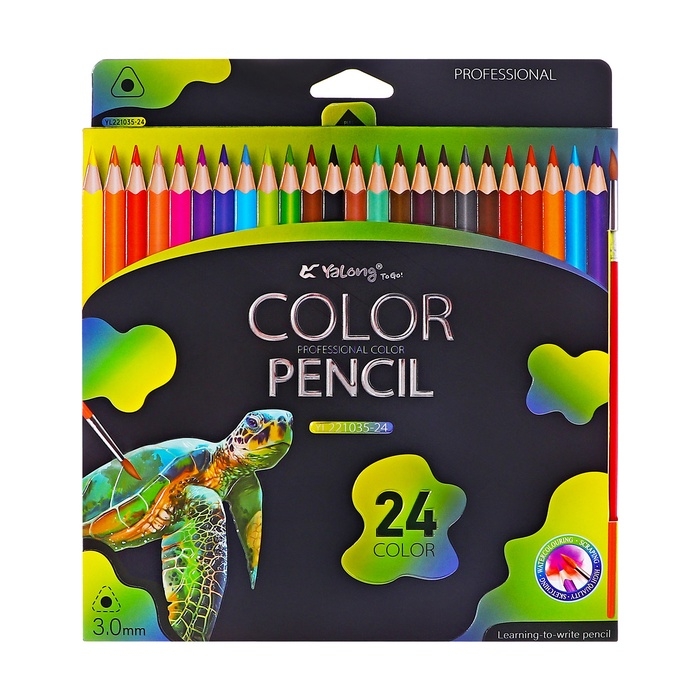 Карандаши акварельные 24 цвета, в картонной коробке, треугольные, дер,с кис,Животные МИКС Карандаши акварельные 24 цвета, в картонной коробке, треугольные, дер,с кис,Животные МИКС