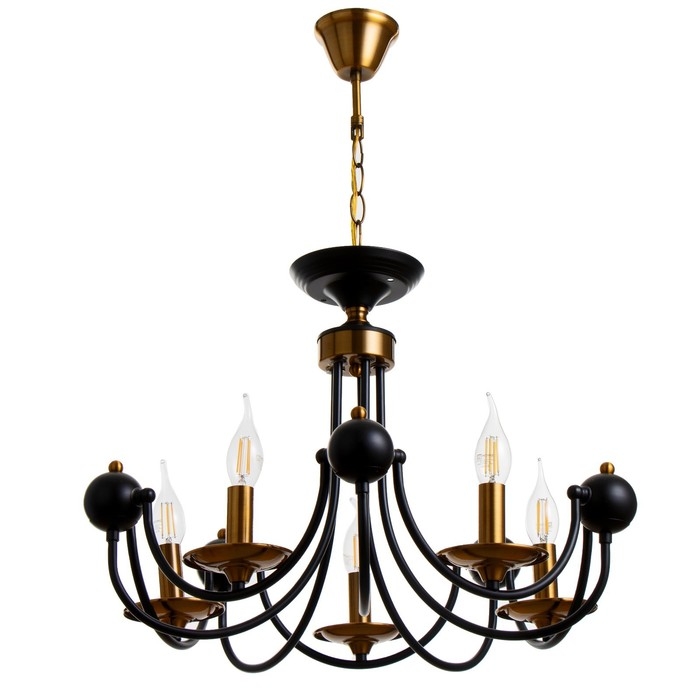 Люстра Люстра "Фломи" 5хЕ14 40Вт черно-золотой 60х73х60 см BayerLux