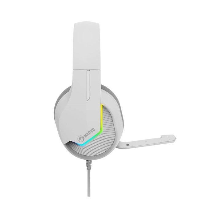 Наушники Marvo H8618 WH, игровые, полноразмерные, микрофон, USB, 2 м, RGB, серый Наушники Marvo H8618 WH, игровые, полноразмерные, микрофон, USB, 2 м, RGB, серый