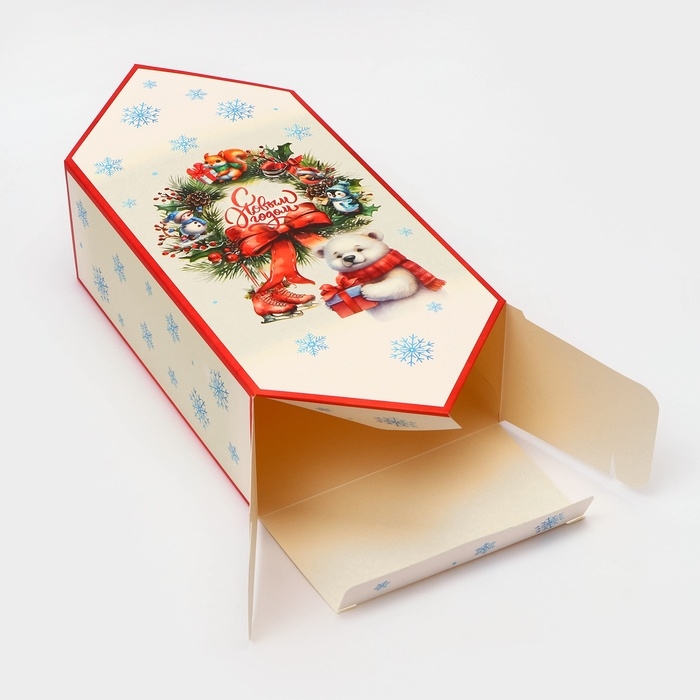 Новый год. Подарочная коробка - конфета новогодняя складная «Зверята», 18 х 28 х 10 см. Новый год. Подарочная коробка - конфета новогодняя складная «Зверята», 18 х 28 х 10 см.