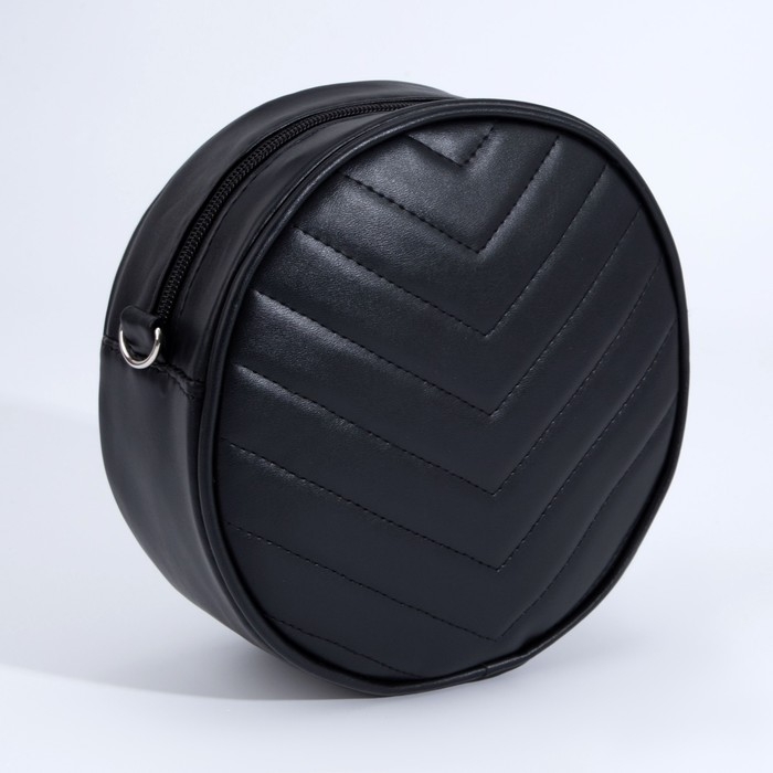 Сумка женская круглая из искусственной кожи, 18х18 см, цвет чёрный Сумка женская круглая из искусственной кожи, 18х18 см, цвет чёрный