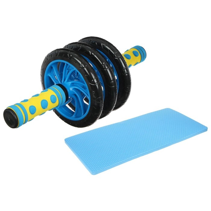 Ролик для пресса ONLITOP, 3 колеса, с ковриком, цвета МИКС Ролик для пресса ONLITOP, 3 колеса, с ковриком, цвета МИКС