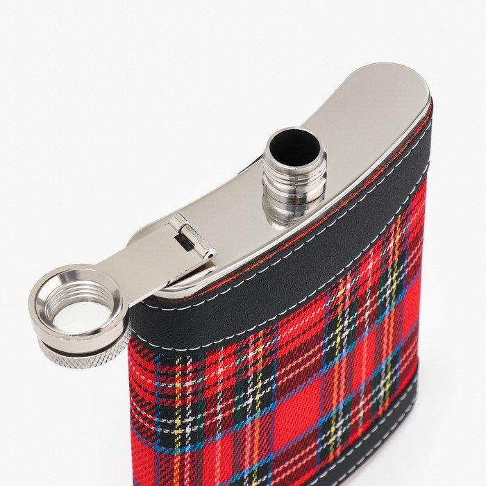 Фляжка для алкоголя Фляжка для алкоголя "Клетка", нержавеющая сталь, подарочная, армейская, 240 мл, 8 oz