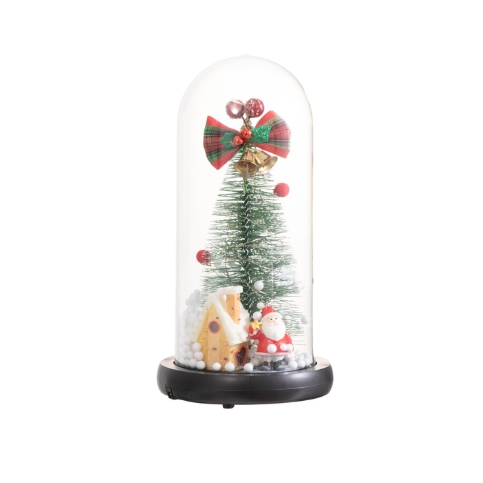 Светильник колба «Дед мороз и пряничный домик» 1,5Вт, LED, 3xAAA, черный USB 11х11х21см