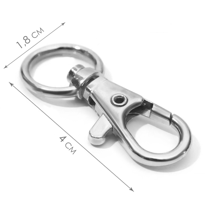 Карабин металлический, 40 × 18 мм / 12 × 2,3 мм, 10 шт, цвет серебряный Карабин металлический, 40 × 18 мм / 12 × 2,3 мм, 10 шт, цвет серебряный