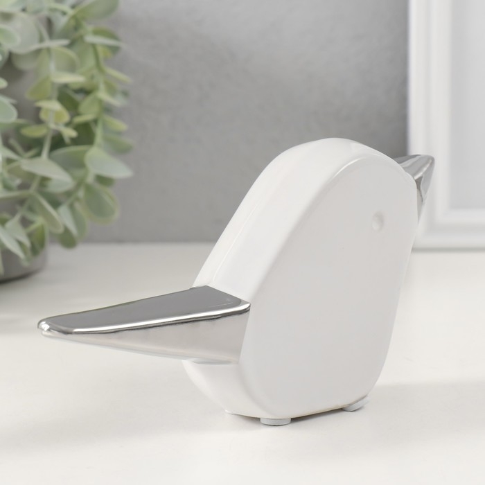 Сувенир керамика Сувенир керамика "Птица" белый с серебром 15,5х3,3х9 см