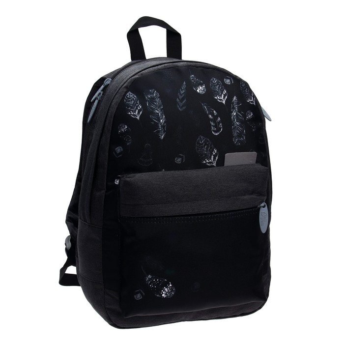 Рюкзак молодёжный, 38 х 28 х 19 см, эргономичная спинка, Calligrata Э Рюкзак молодёжный, 38 х 28 х 19 см, эргономичная спинка, Calligrata Э "Листья", чёрный