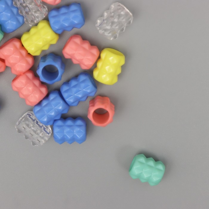 Бусины для творчества пластик Бусины для творчества пластик "Гранённый цилиндр" МИКС набор 20 гр 0,8х0,8х1,2 см