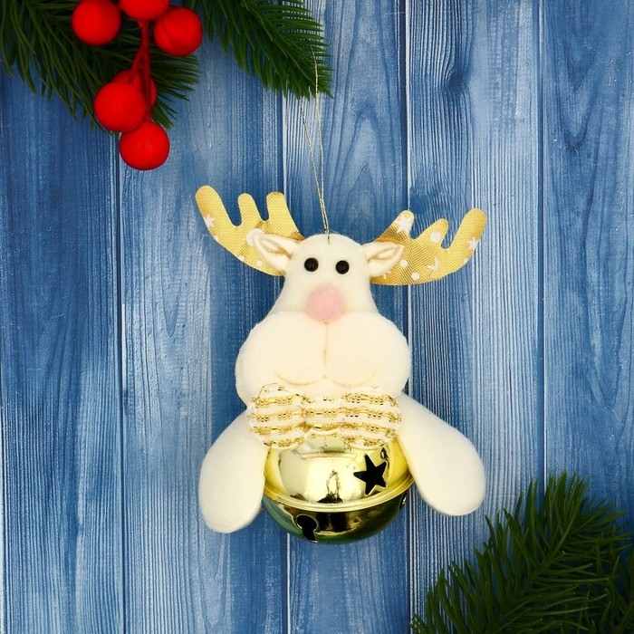 Мягкая подвеска Мягкая подвеска "Олень в шарике" 4х8 см, золото
