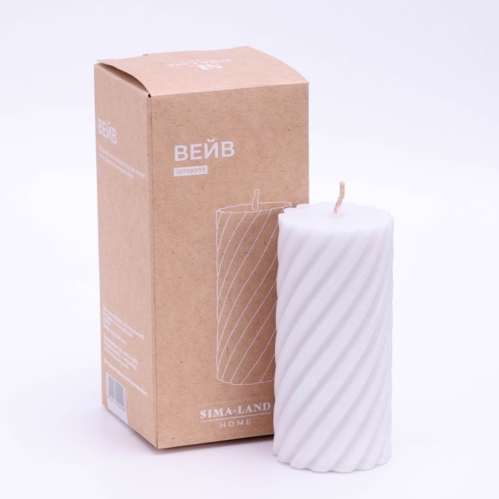 Свеча-цилиндр  Свеча-цилиндр "Спираль",5х10 см, пальмовый воск, серая, 6 ч SimaHome