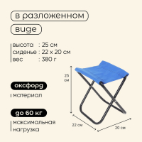 Стул туристический Maclay, складной, р. 22х20х25 см, цвет синий