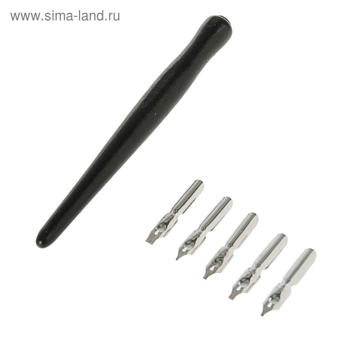 Набор перьев плакатных плоских 5 штук: №: 1(3 мм), 2(2.3 мм), 3(1.5мм), 4(1 мм), 5(0.65 мм) + держатель, ЗХК  Набор перьев плакатных плоских 5 штук: №: 1(3 мм), 2(2.3 мм), 3(1.5мм), 4(1 мм), 5(0.65 мм) + держатель, ЗХК "Сонет" DK11605