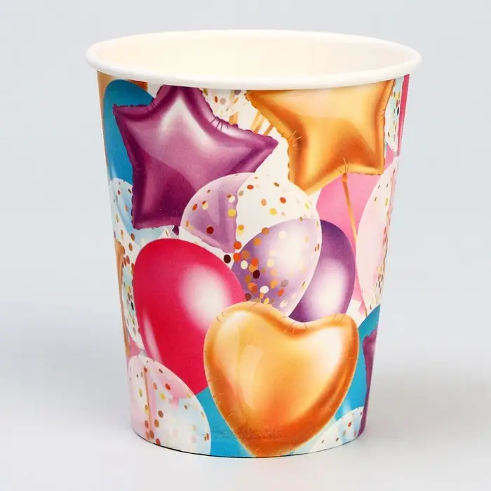Стакан одноразовый бумажный &laquo;Шары&raquo;, 250 мл, 6 шт.