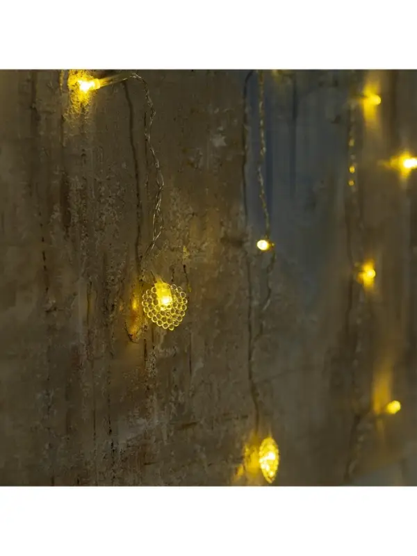 Гирлянда &laquo;Бахрома&raquo; 2&times;1.5 м с насадками &laquo;Сердце&raquo;, IP20, прозрачная нить, 124 LED, свечение тёплое белое, 220 В