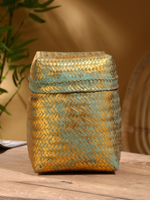 Корзинка плетеная Корзинка плетеная "Голден" 20х20х26 см, голубой