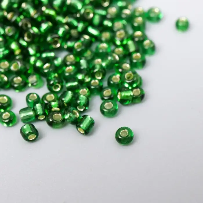Бисер круглый 12/0 в бутылочке  Бисер круглый 12/0 в бутылочке "Тёмно-зелёный" прозрачно-цветной 20 гр