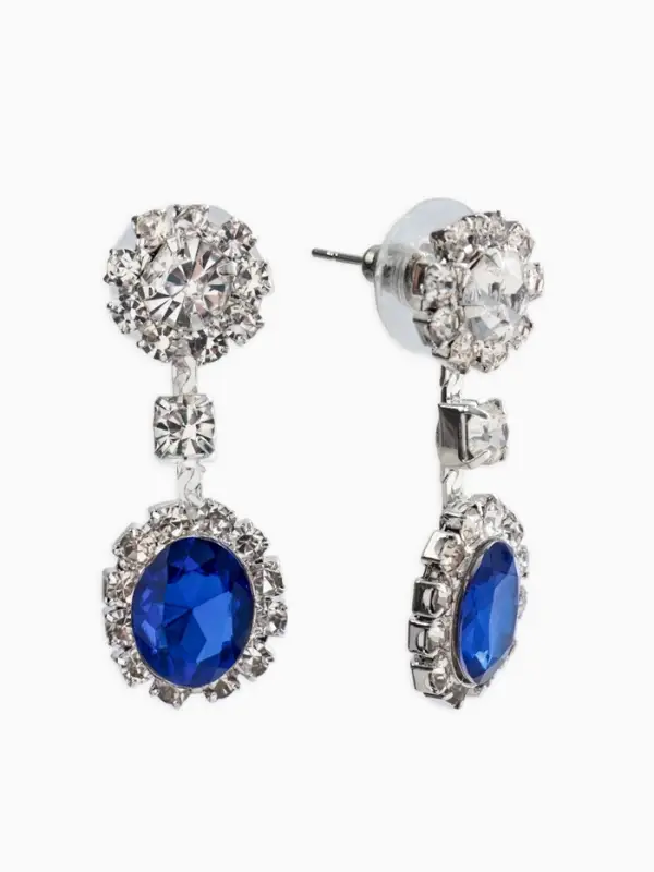 Набор 2 предмета: серьги, колье &laquo;Вечерний шик. Овал&raquo;, бело-ярко-синий в серебре