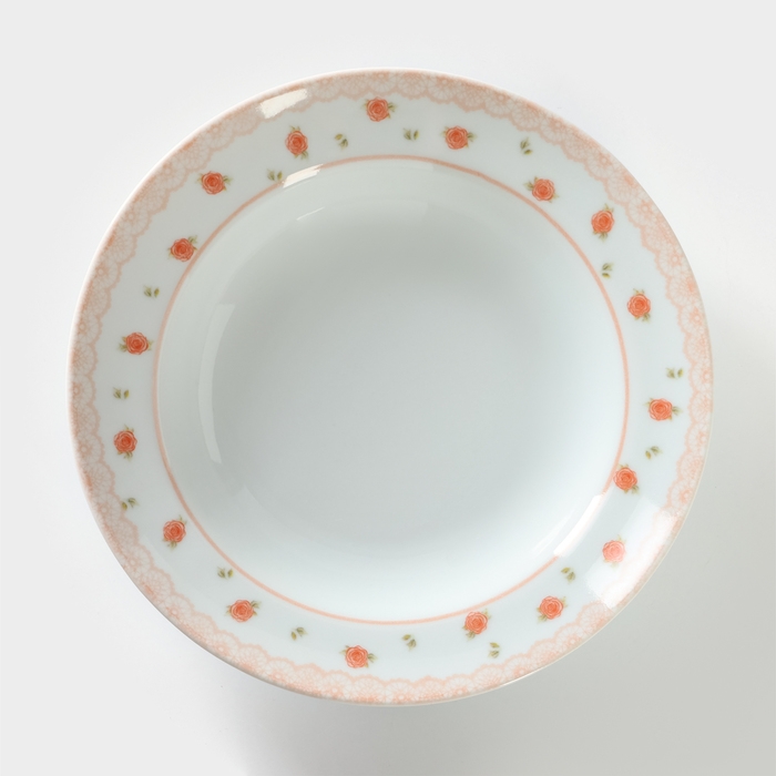 Тарелка фарфоровая «Шебби шик», 500 мл, d=24 см, цвет белый Тарелка фарфоровая «Шебби шик», 500 мл, d=24 см, цвет белый