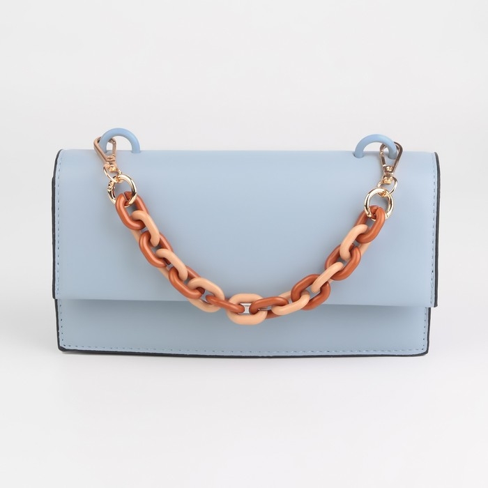 Цепочка для сумки, пластиковая, с карабинами, 24 × 18 мм, 30 см, цвет коричневый/бежевый/золотой