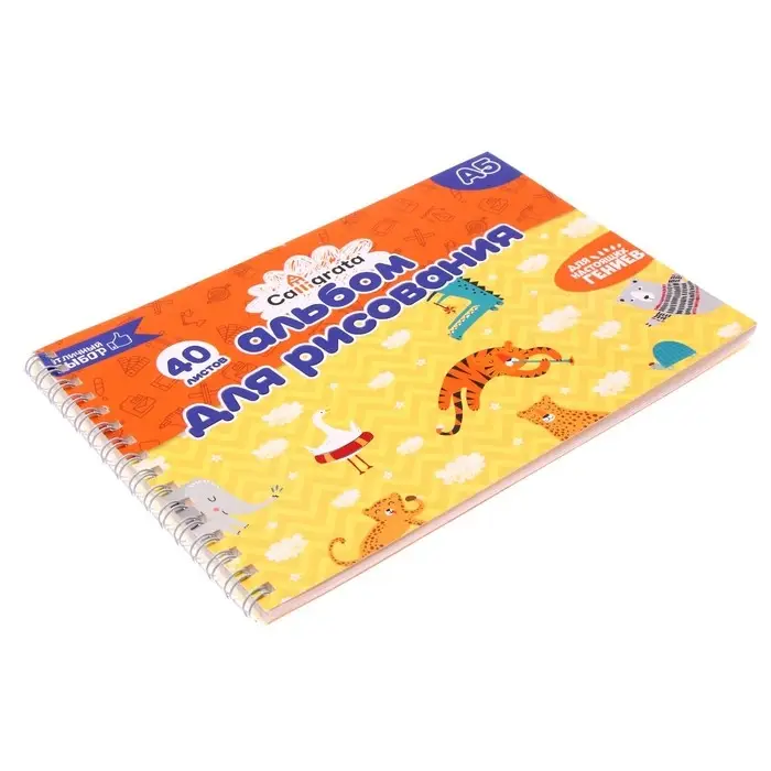 Альбом для рисования Calligrata А5, 40 листов на гребне, обложка мелованный картон, блок 100 г/м²