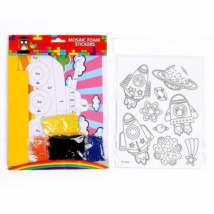 Набор для творчества: аппликация EVA крошкой и раскраска - наклейки «Техника»