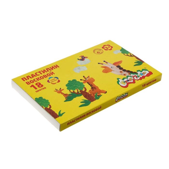 Пластилин восковой 18 цветов по 15 г  Пластилин восковой 18 цветов по 15 г "Каляка-Маляка", со стеком