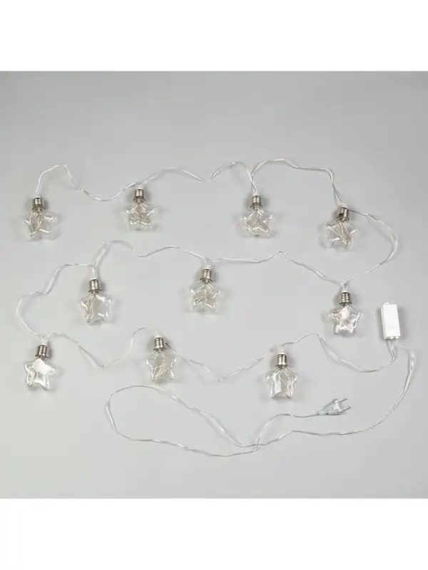 Гирлянда &laquo;Нить&raquo; 3 м с насадками &laquo;Лампочки звёздочки&raquo;, IP20, прозрачная нить, 80 LED, свечение мульти, 8 режимов, 220 В